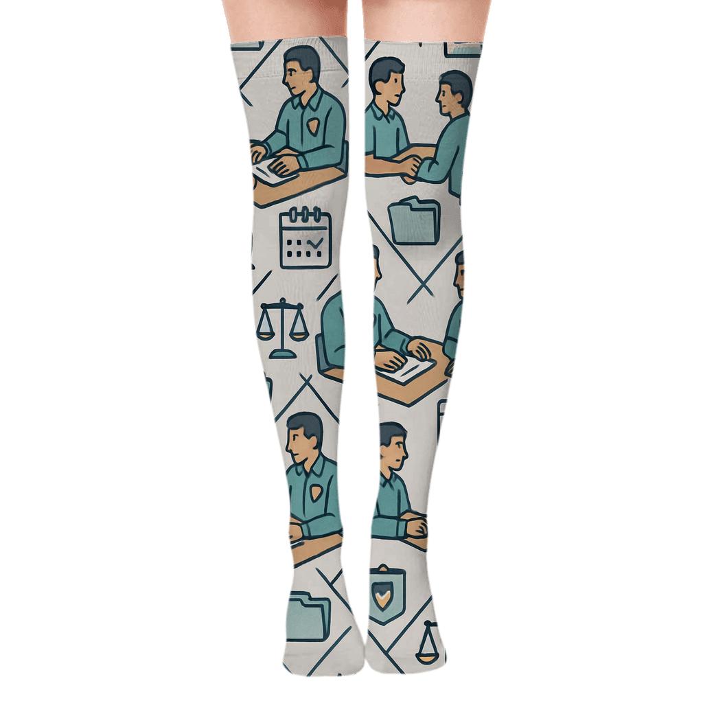 Counseling Session Lattice With Probation Officer Accents stylish fashion over-the-knee socks