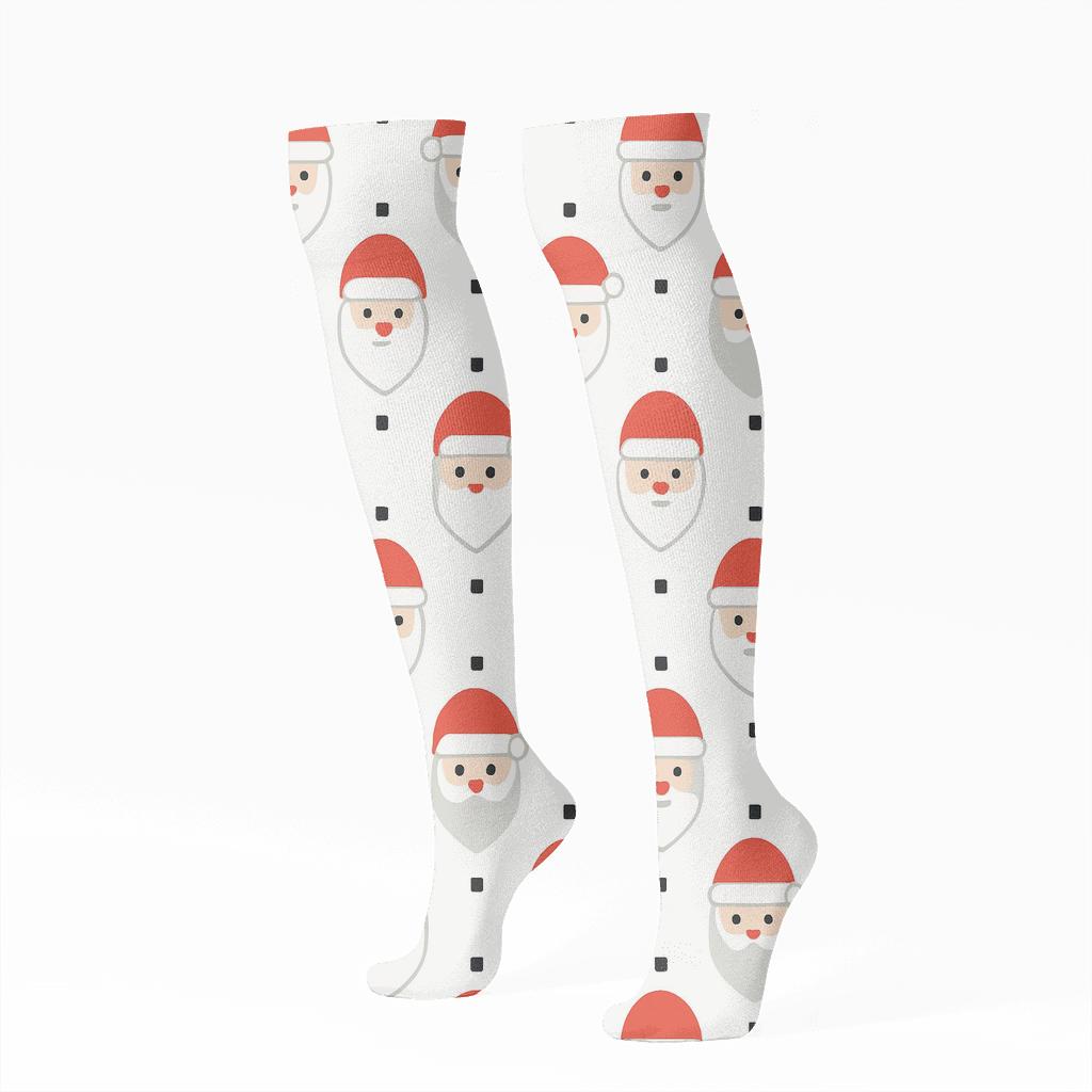 Modern Minimalist Icon Grid With Santa premium sports knee-high socks