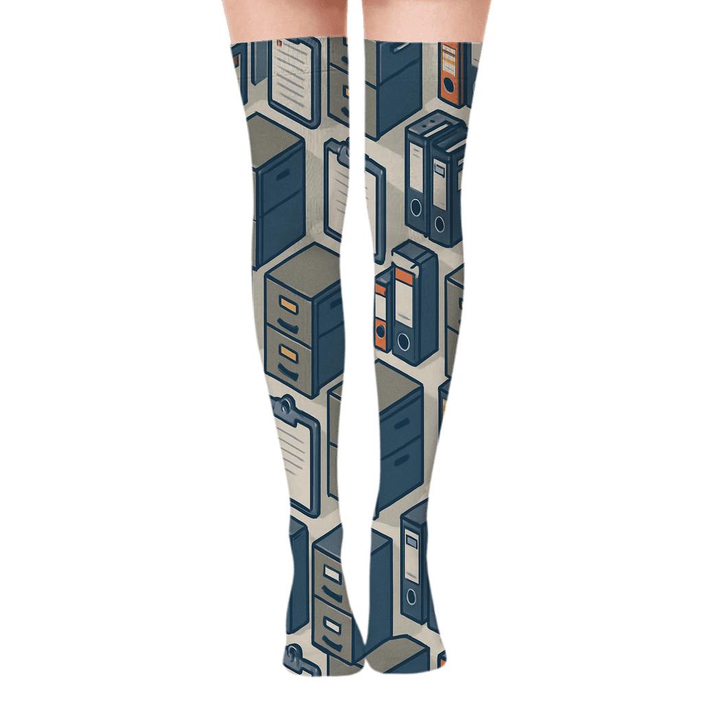 Filing Cabinet Tessellation For Store And Office Manager trendy patterned over-the-knee socks