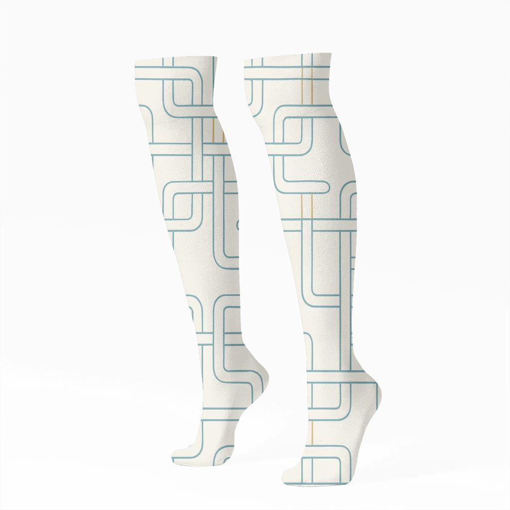 Interlaced Line Loop Knee-High Socks