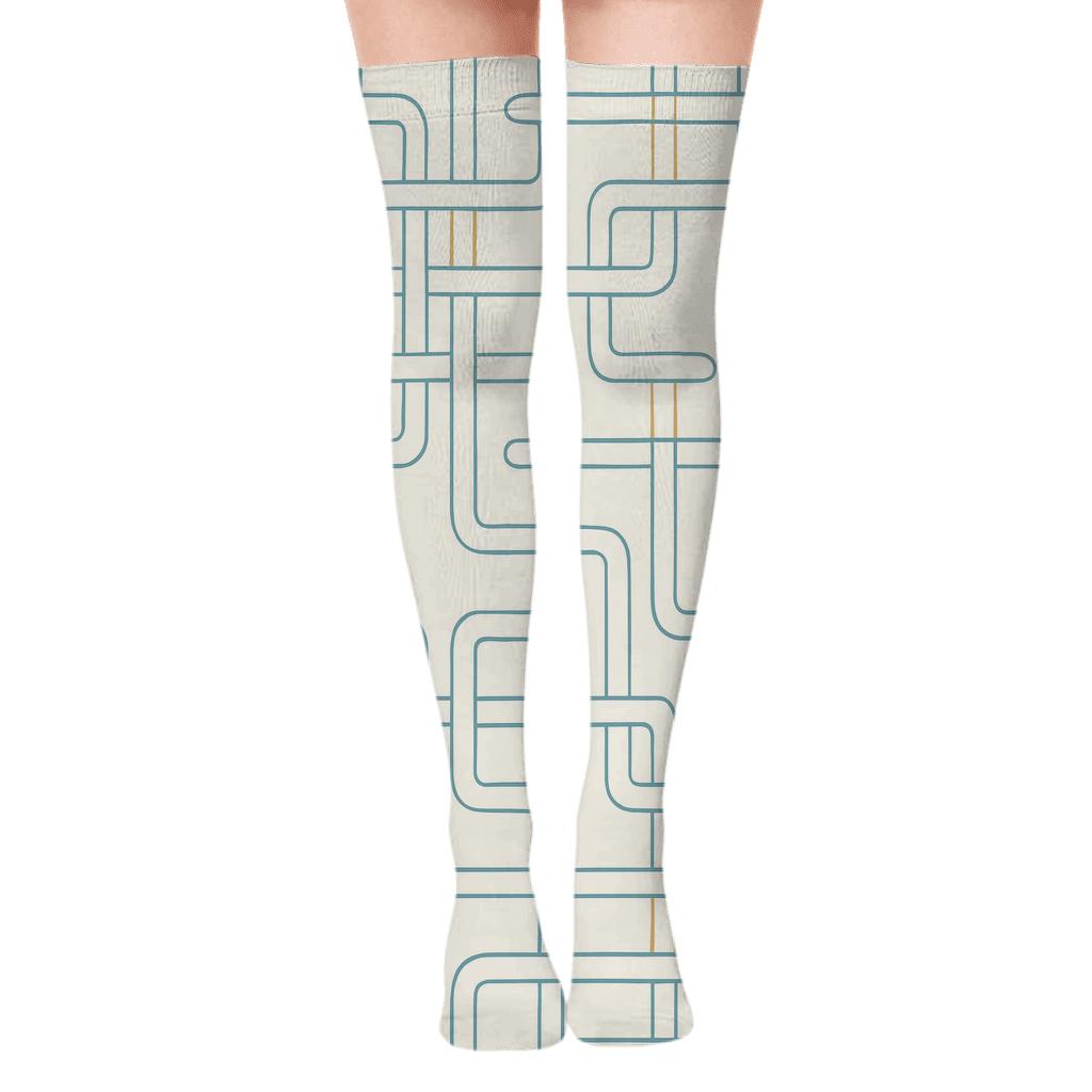 Interlaced Line Loop personalized over-the-knee socks