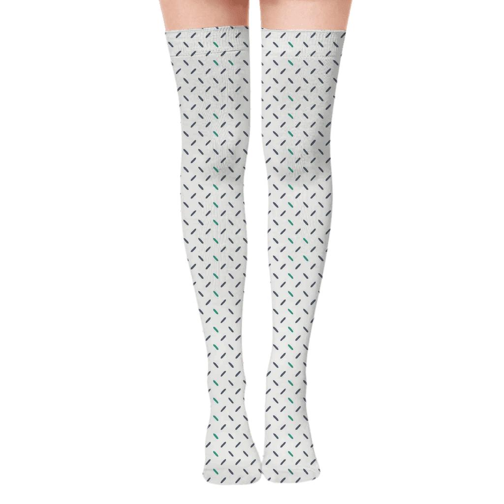 Diagonal Dash Sequence Field trendy patterned over-the-knee socks
