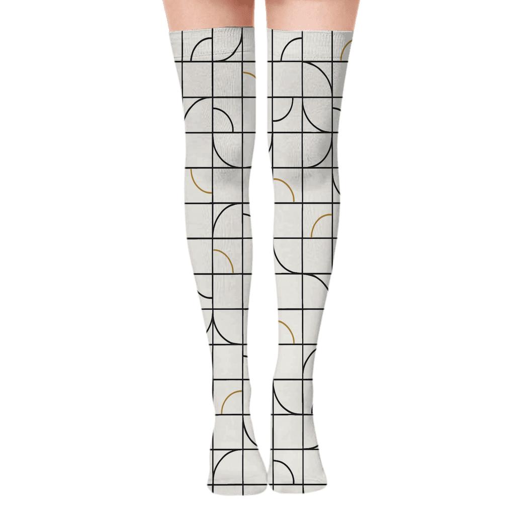 Corner Arc Gridlets stylish fashion over-the-knee socks