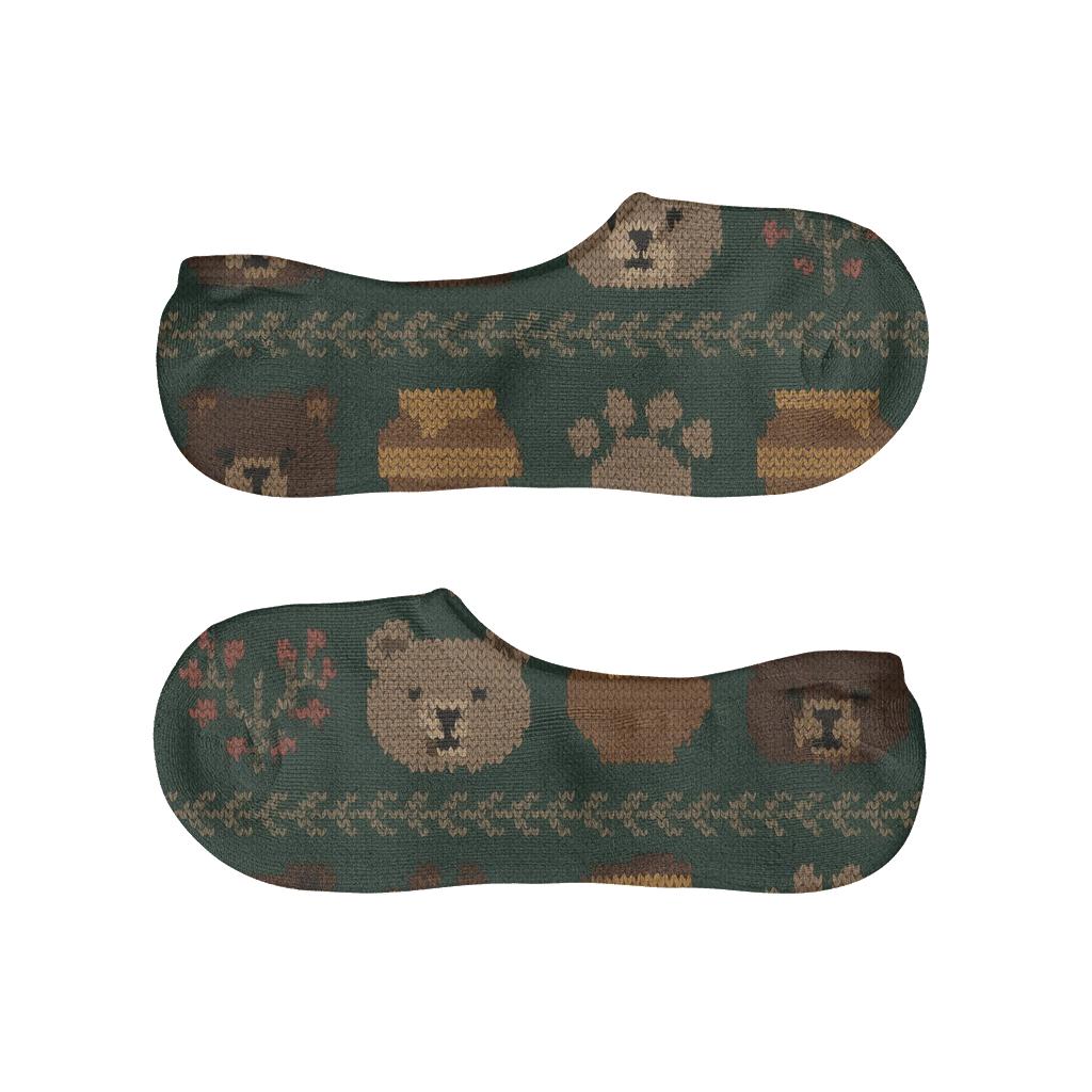 Knitted Woodland Bear Motif Bands breathable no-show socks