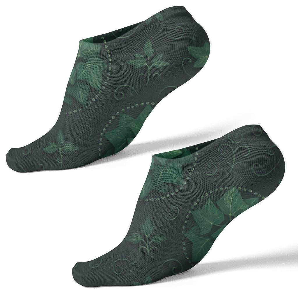 Dewdrop Ivy Medallions On Midnight Charcoal comfortable cotton ankle socks