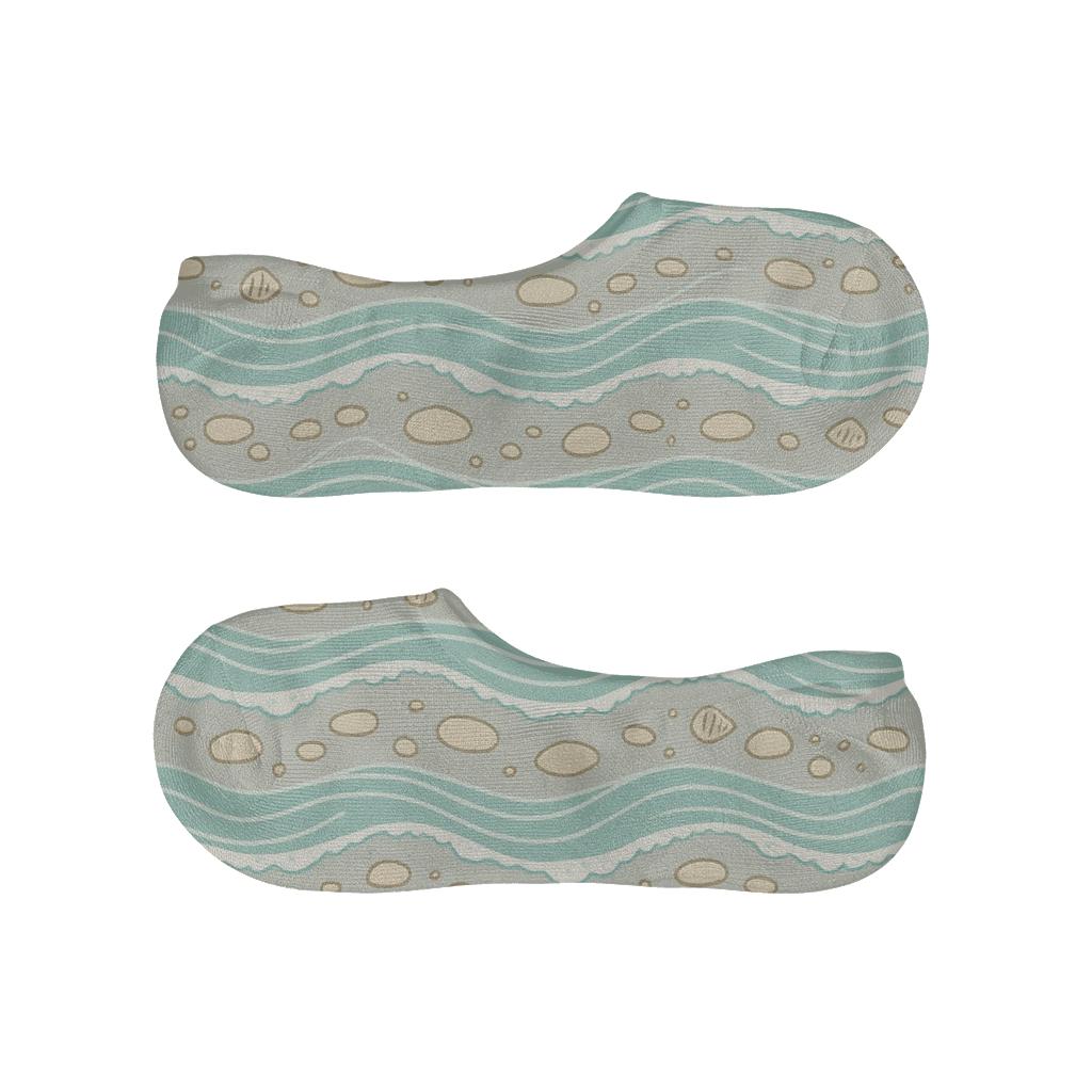 Seafoam Tide Bands And Pebble Drift trendy no-show sock styles