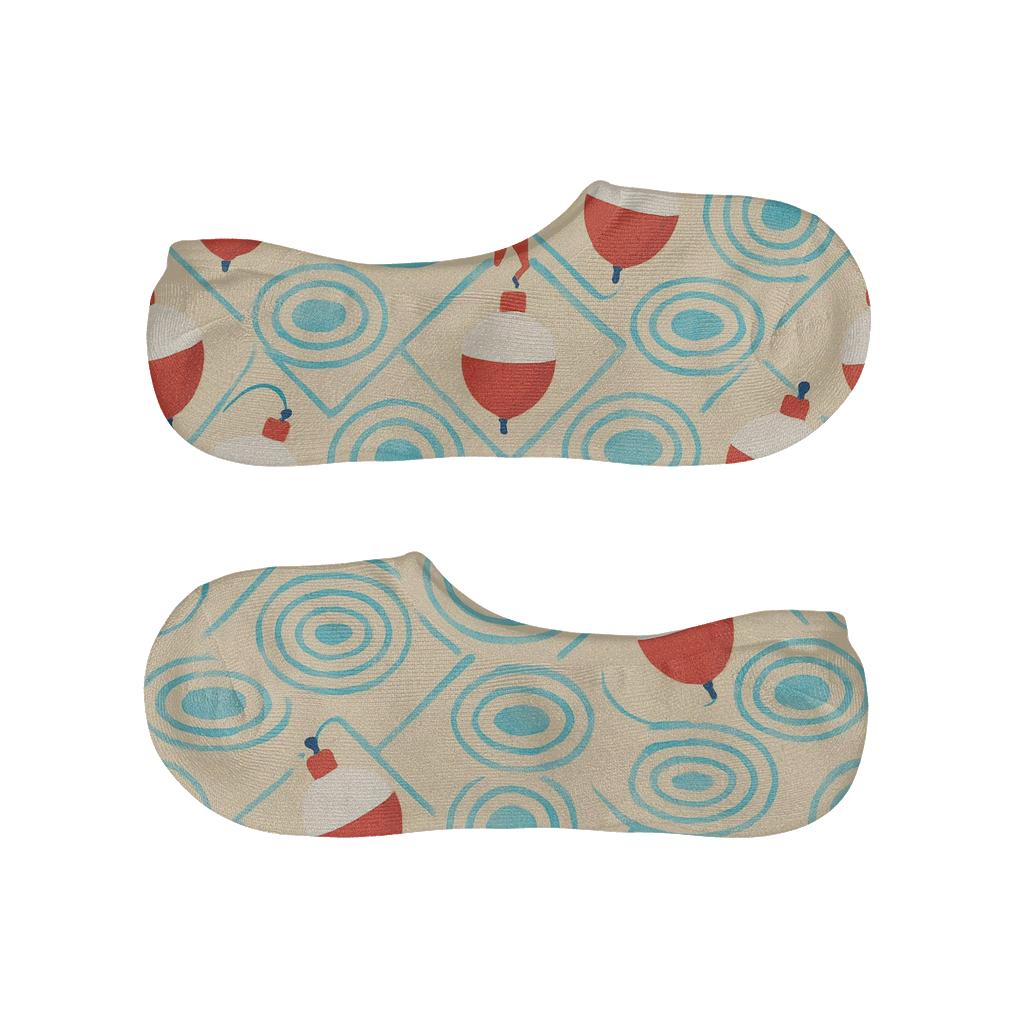 Fisher Bobber And Ripple Diamond Repeat designer print no-show socks