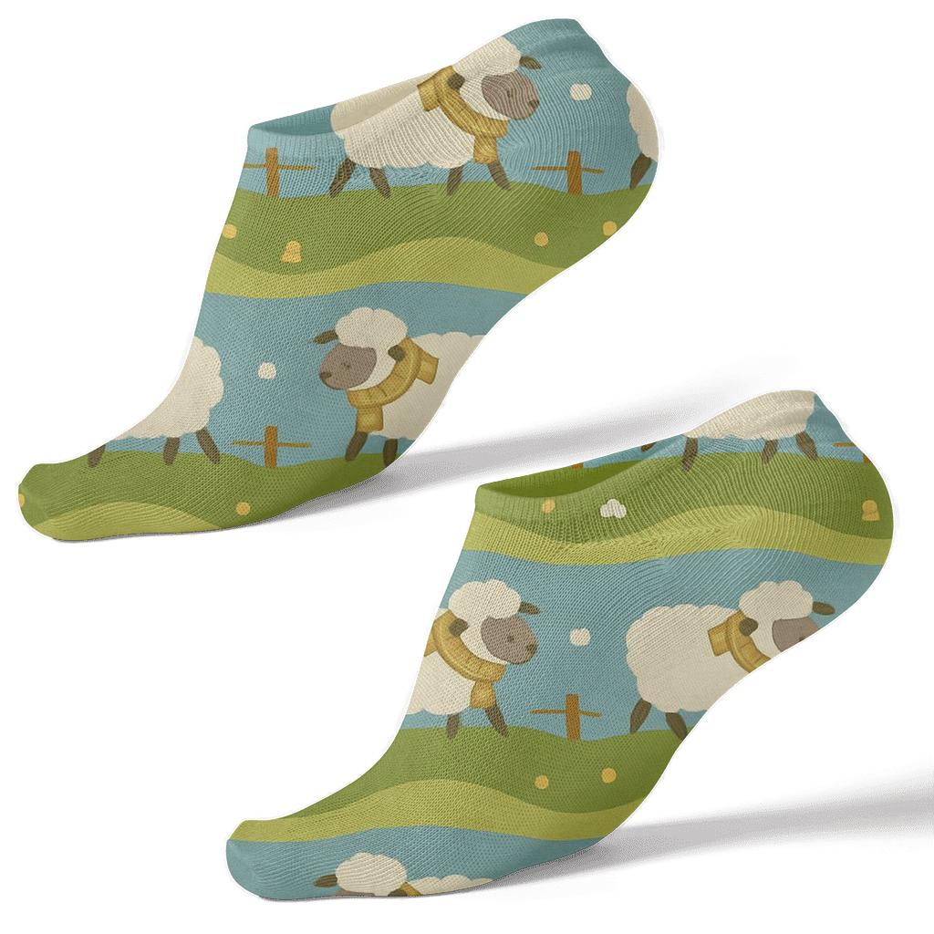 Rolling Hill Bands With Sheep Motifs soft everyday ankle socks