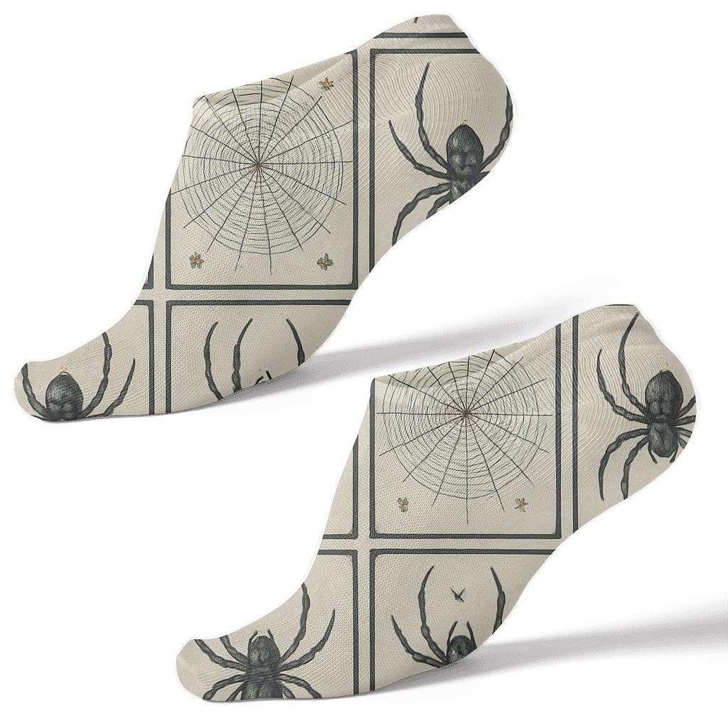 Botanical Study With Spider Silhouettes Pattern custom ankle socks