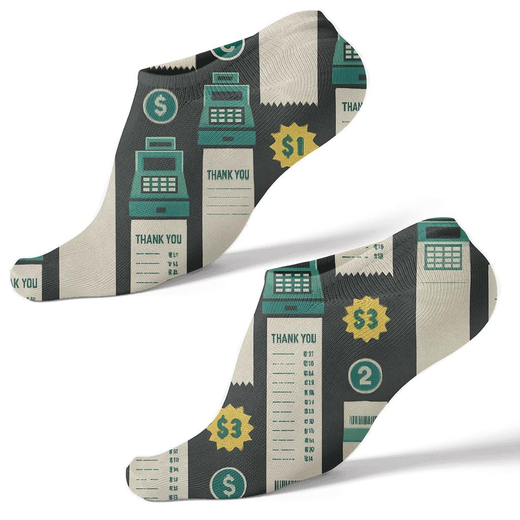 Receipt Skyline With Cashier Icons designer print ankle socks