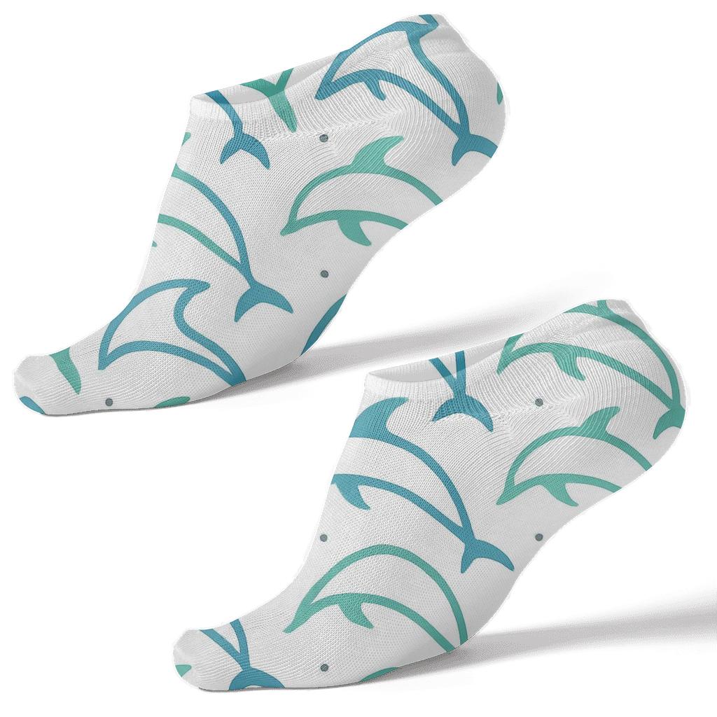 Dolphin-Scale Minimal Grid In Sea Glass Blue soft everyday ankle socks