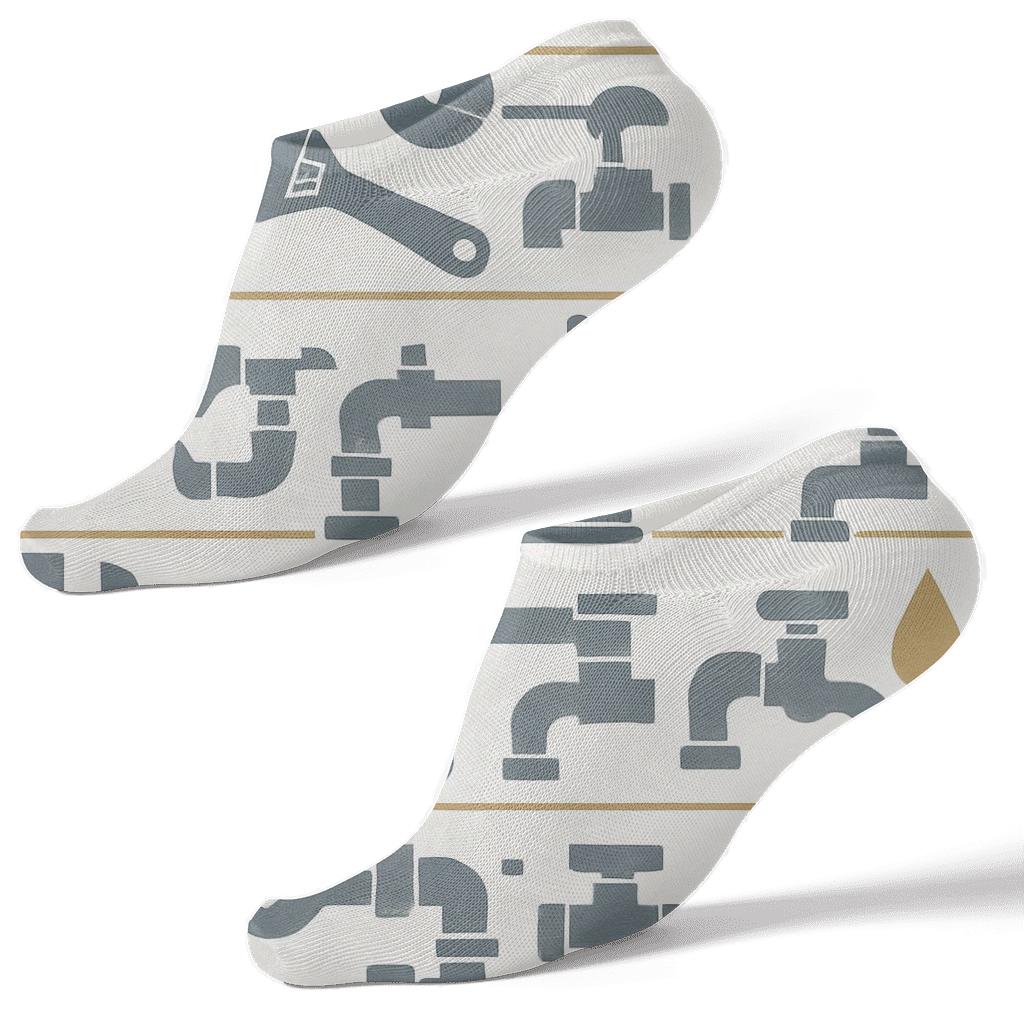 Workshop Calm Pattern With Plumber Tools unique graphic ankle socks