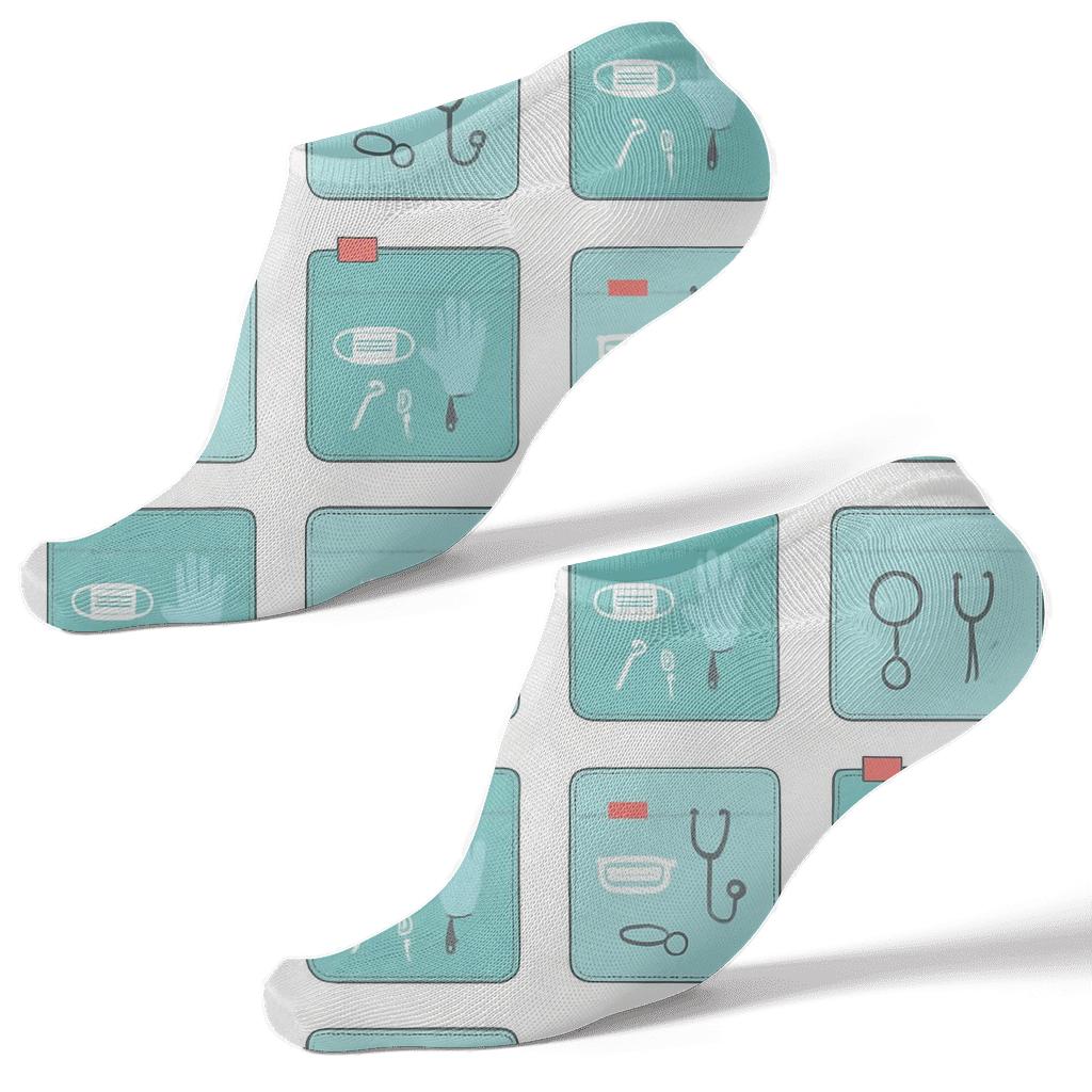Scrub Pocket Tiles With Surgeon Icons comfortable cotton ankle socks