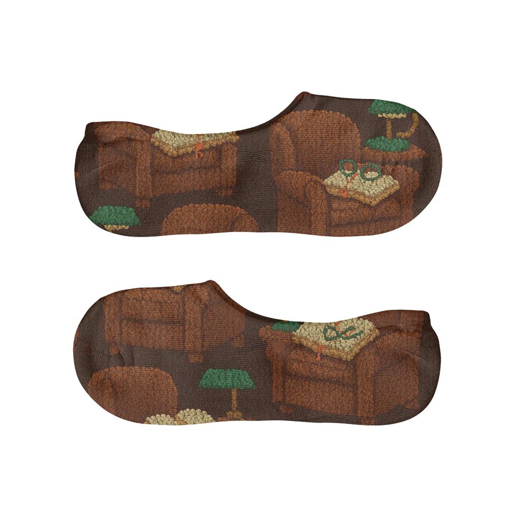 Librarian Knit Illusion Reading Nook Tessellation anti-slip no-show socks