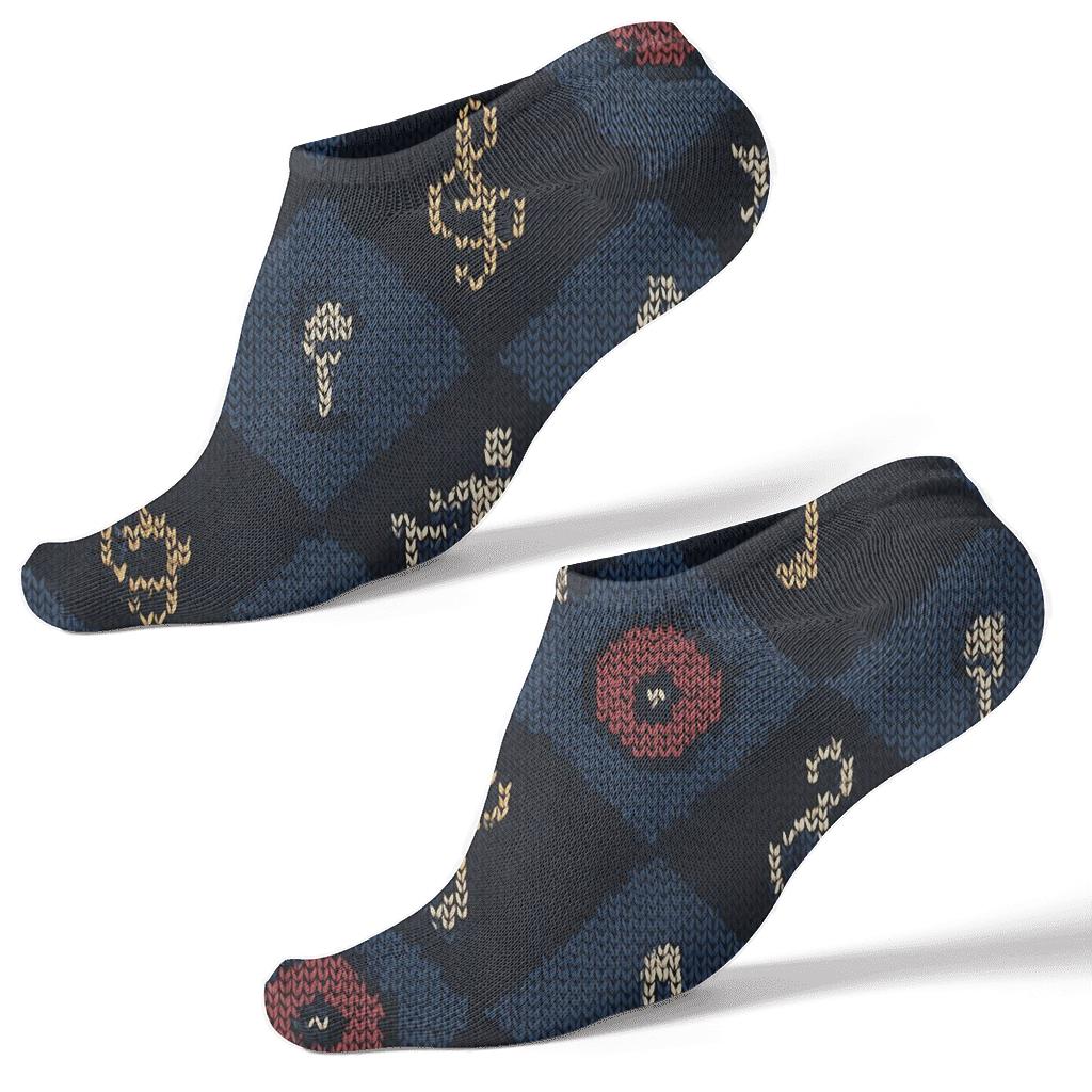 Festival Musician Quilt Knit Illusion personalized ankle socks
