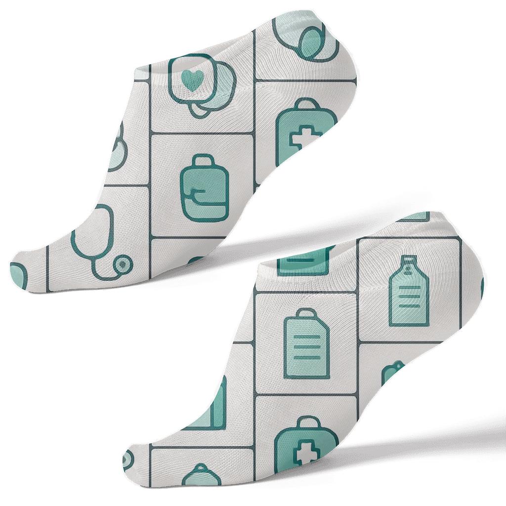 Icon Spotlight Tiles With Paramedic Care Motifs personalized ankle socks