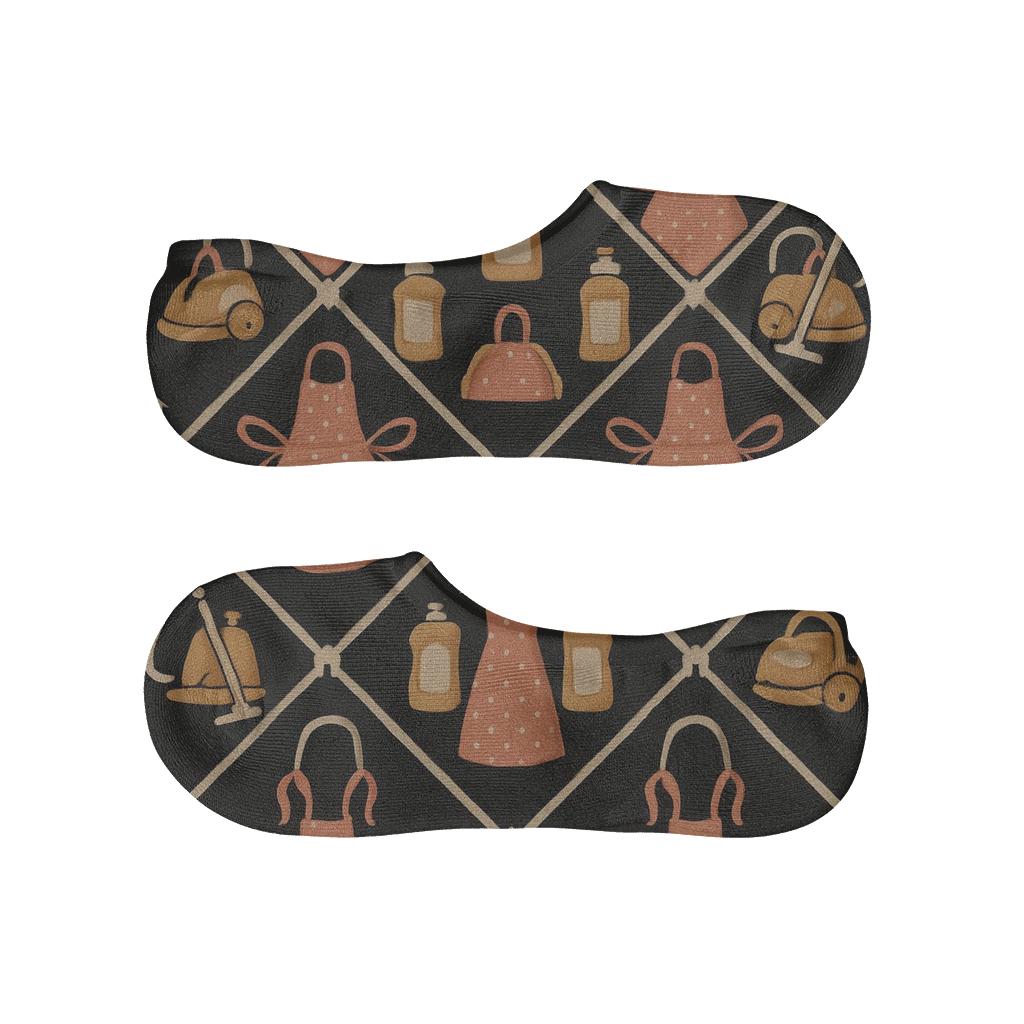 Apron Lattice Pattern With Housekeeper Charm soft cotton no-show socks