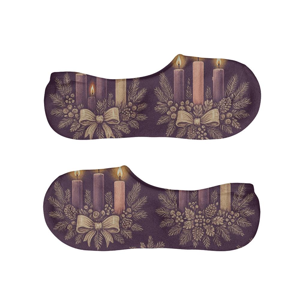 Botanical Collage Advent Wreath Lattice Pattern comfortable low-cut socks