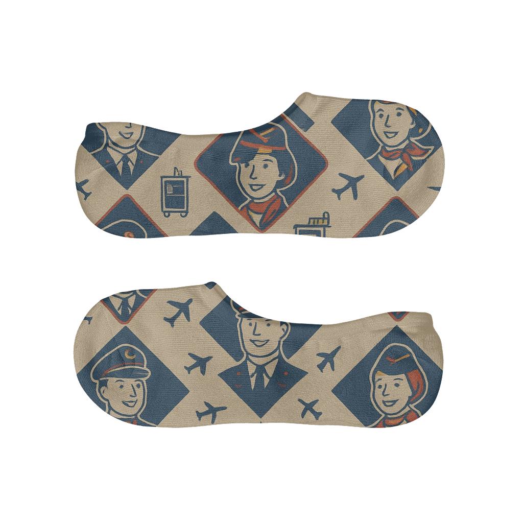 Vintage Airline Tile, Flight Attendant Edition personalized no-show socks