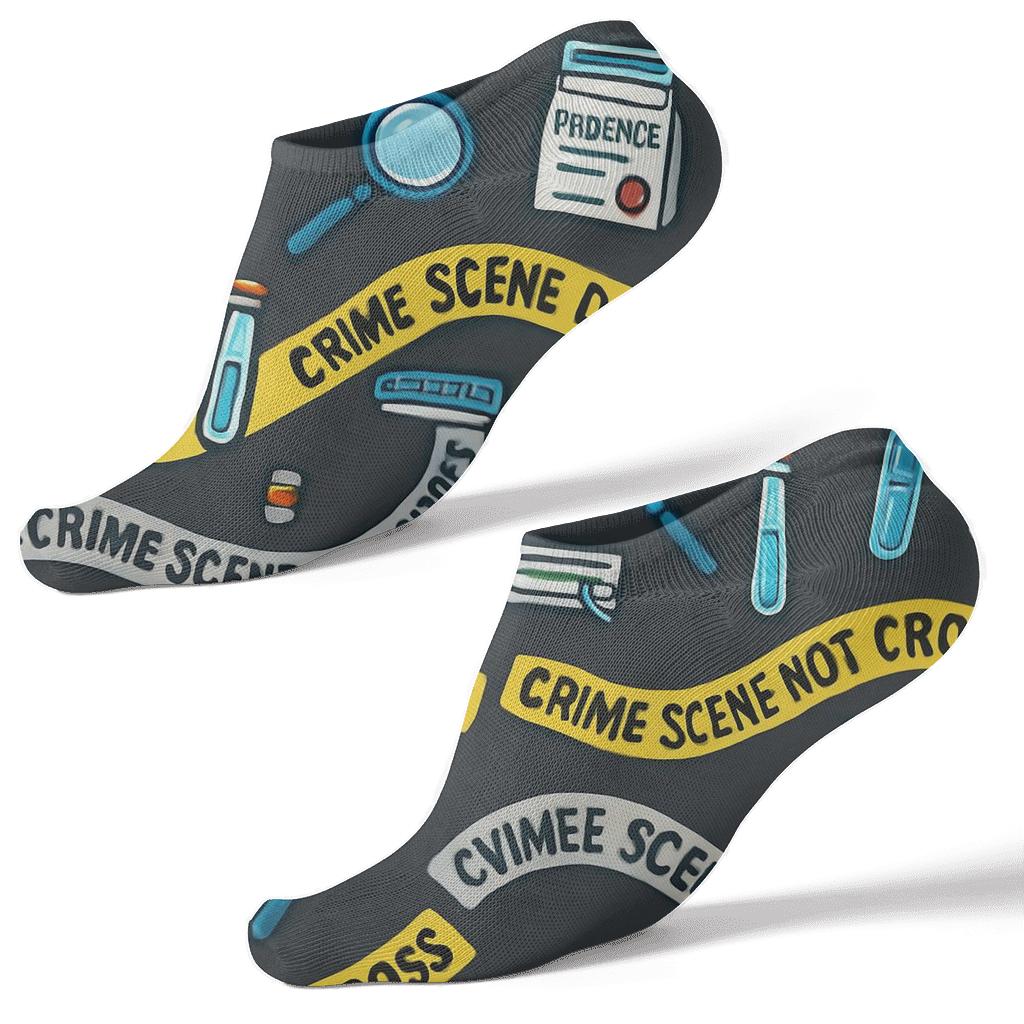 Forensic Scientist Crime Scene Tape Wave Tiles soft everyday ankle socks