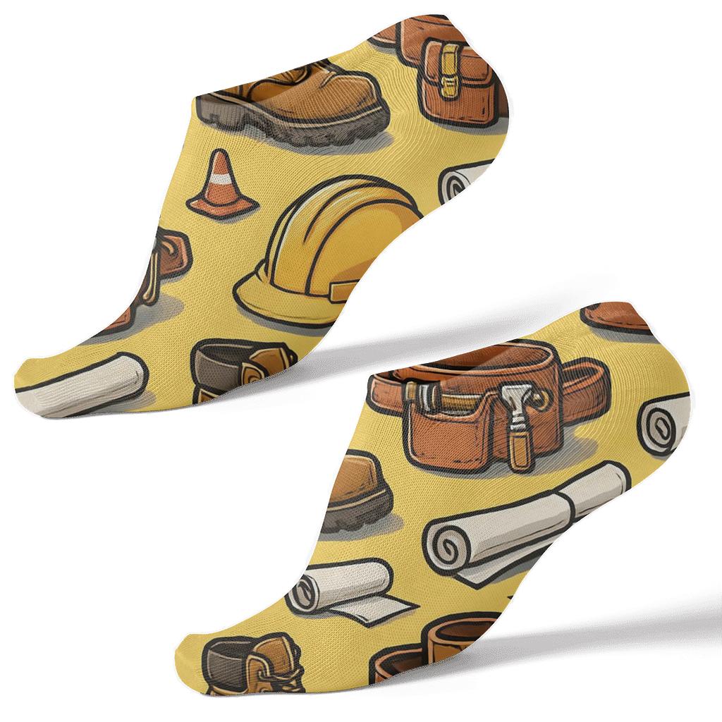 Hard Hat Grid Pattern, Construction Worker Edition premium sports ankle socks