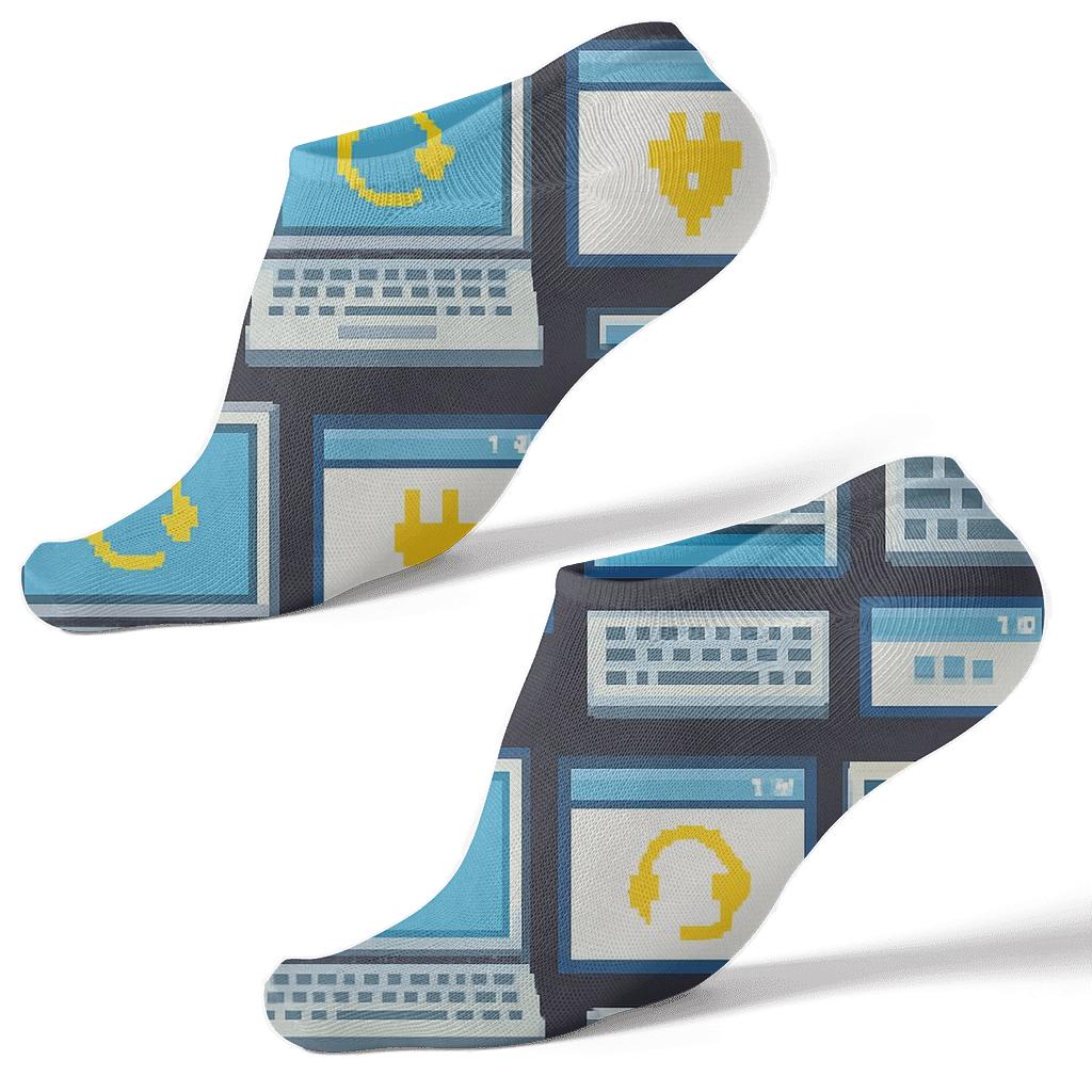 Pixel Art It Support Specialist Error Tile Parade trendy patterned ankle socks