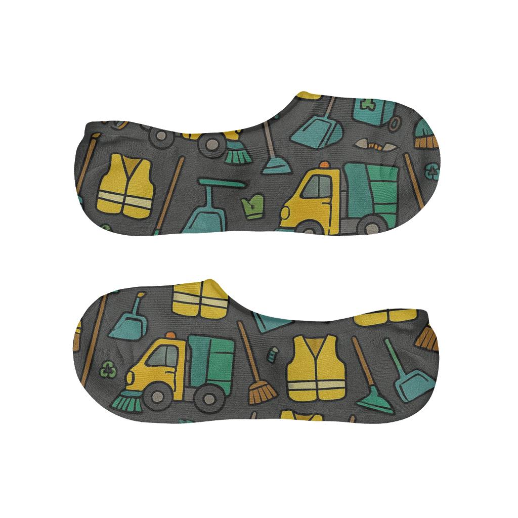 Sanitation Worker Street Sweeper Tessellation Parade trendy no-show sock styles