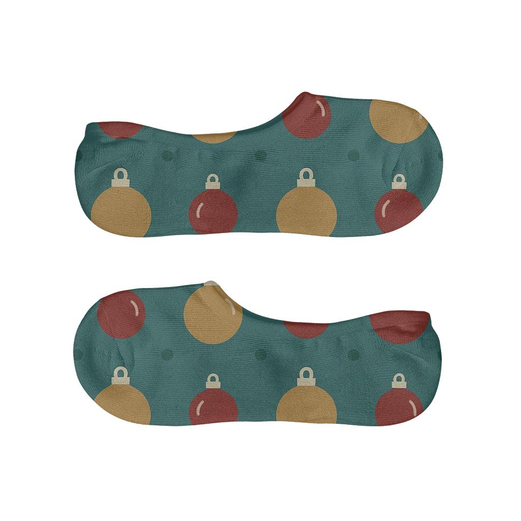 Minimal Xmas Ornament Dot Matrix designer printed no-show socks