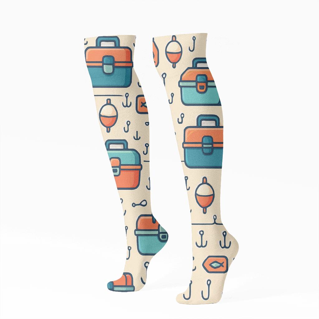Tackle Box Lattice In Fisher Weekend Style personalized knee-high socks