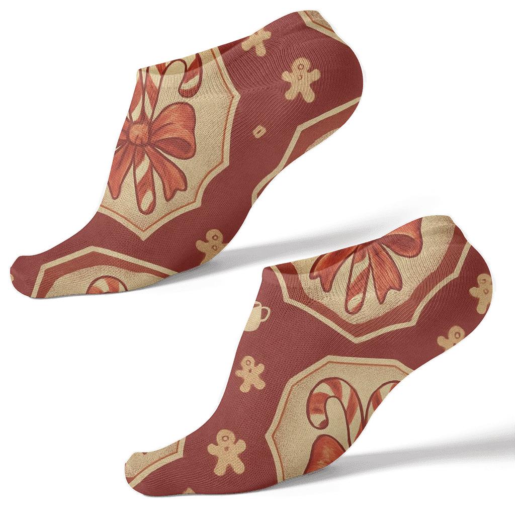 Vintage Poster Candy Canes Bouquet Vignette Wrap custom ankle socks