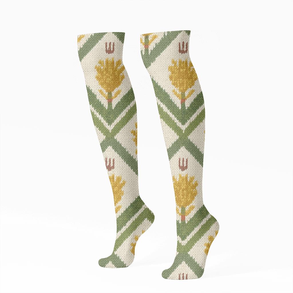 Farmer-Harvest Chevron Weave premium sports knee-high socks