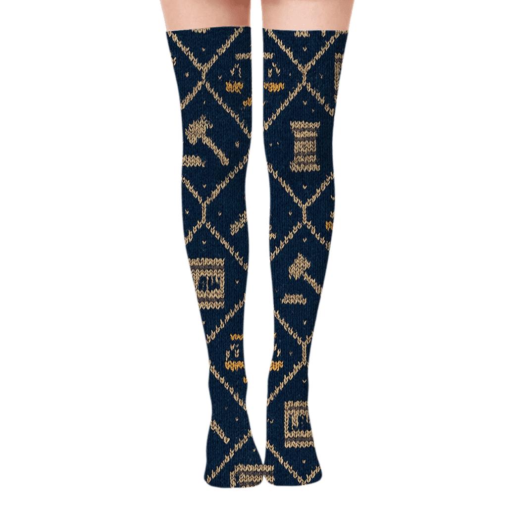 Courtroom Knit Illusion For Lawyer Charm trendy patterned over-the-knee socks