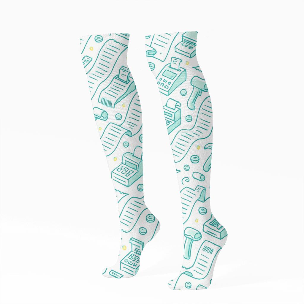 Receipt Rhythm In Cashier Tilework premium sports knee-high socks