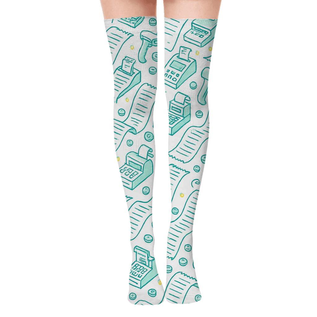 Receipt Rhythm In Cashier Tilework custom over-the-knee socks