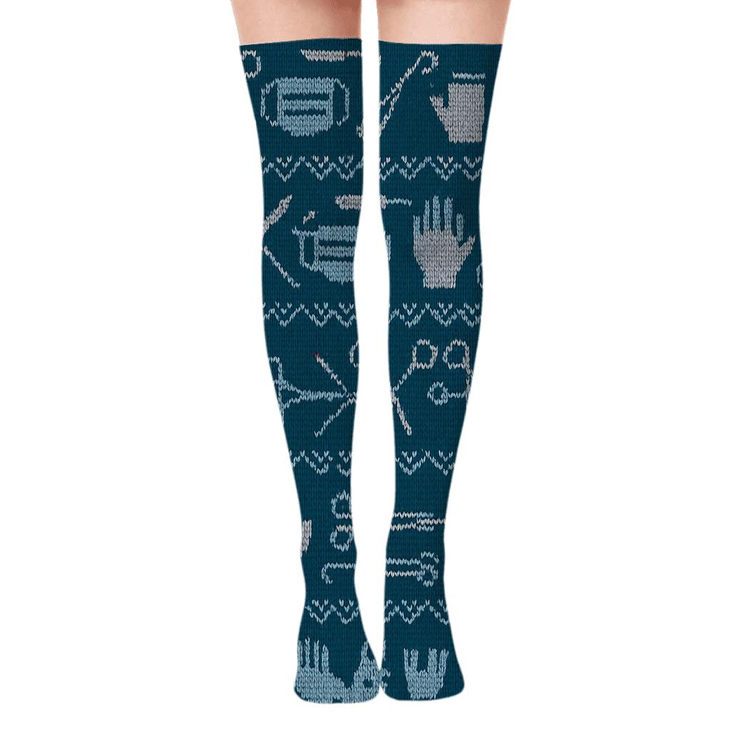 Knitted Surgeon Instrument Fair Isle custom over-the-knee socks