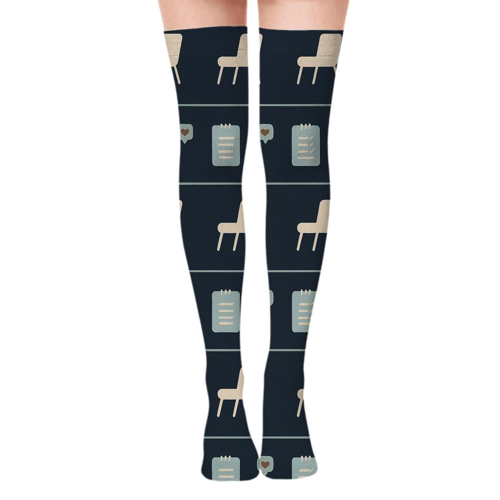 Therapy Chair Pattern With Counselor Notes soft everyday over-the-knee socks