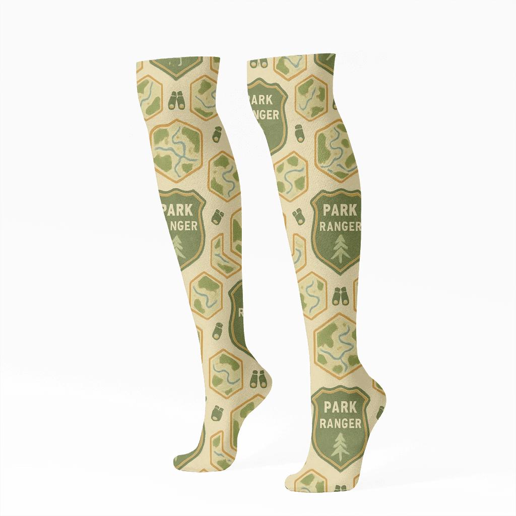 Trail Badge Medallions For Park Ranger Maps custom knee-high socks