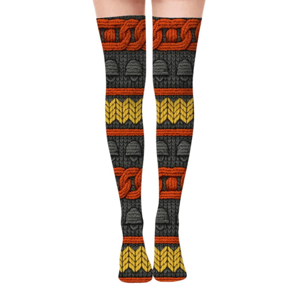 Fire Fighter Ladder Stripe Knit Illusion trendy patterned over-the-knee socks
