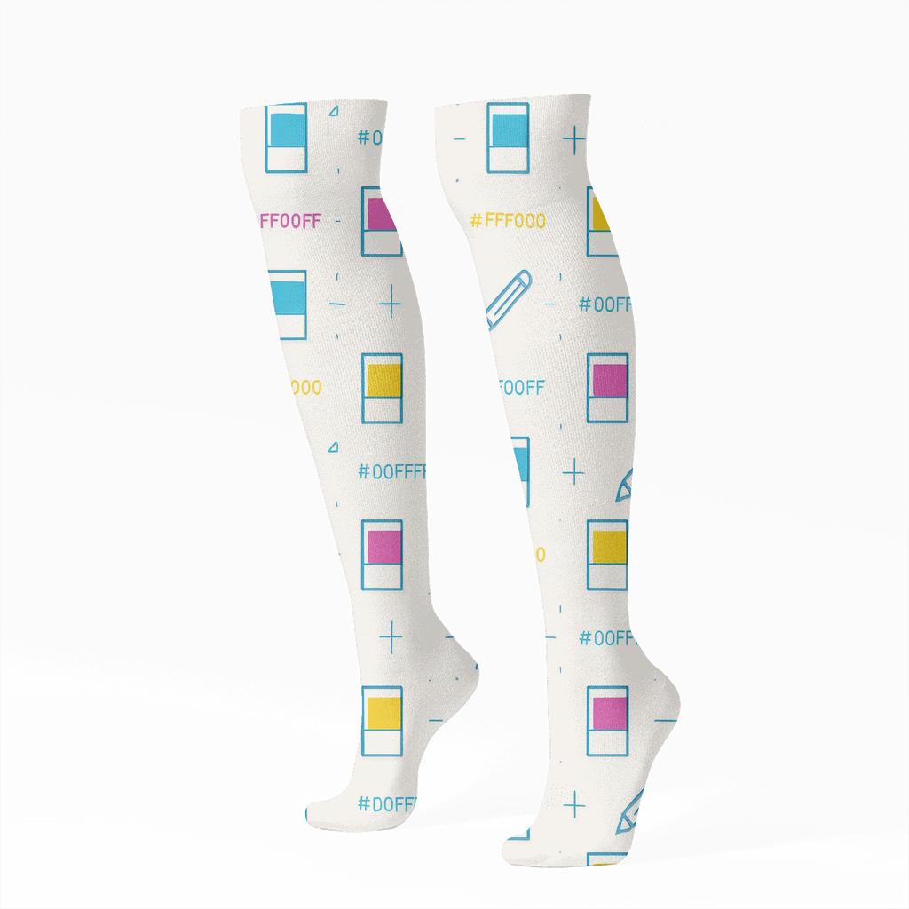 Color Swatch Lattice For A Graphic Designer unique graphic knee-high socks