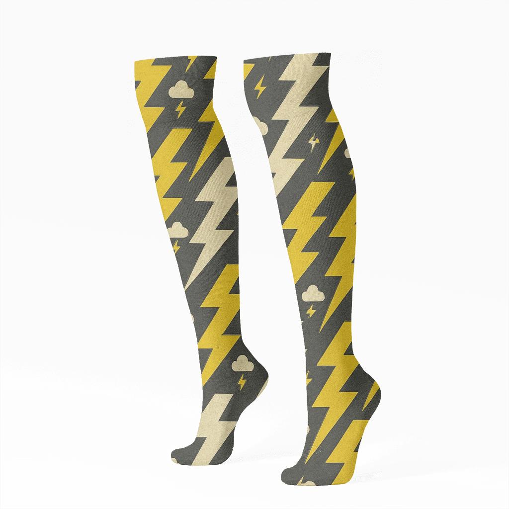 Vintage High Voltage Chevron Strike Bands stylish athletic knee-high socks