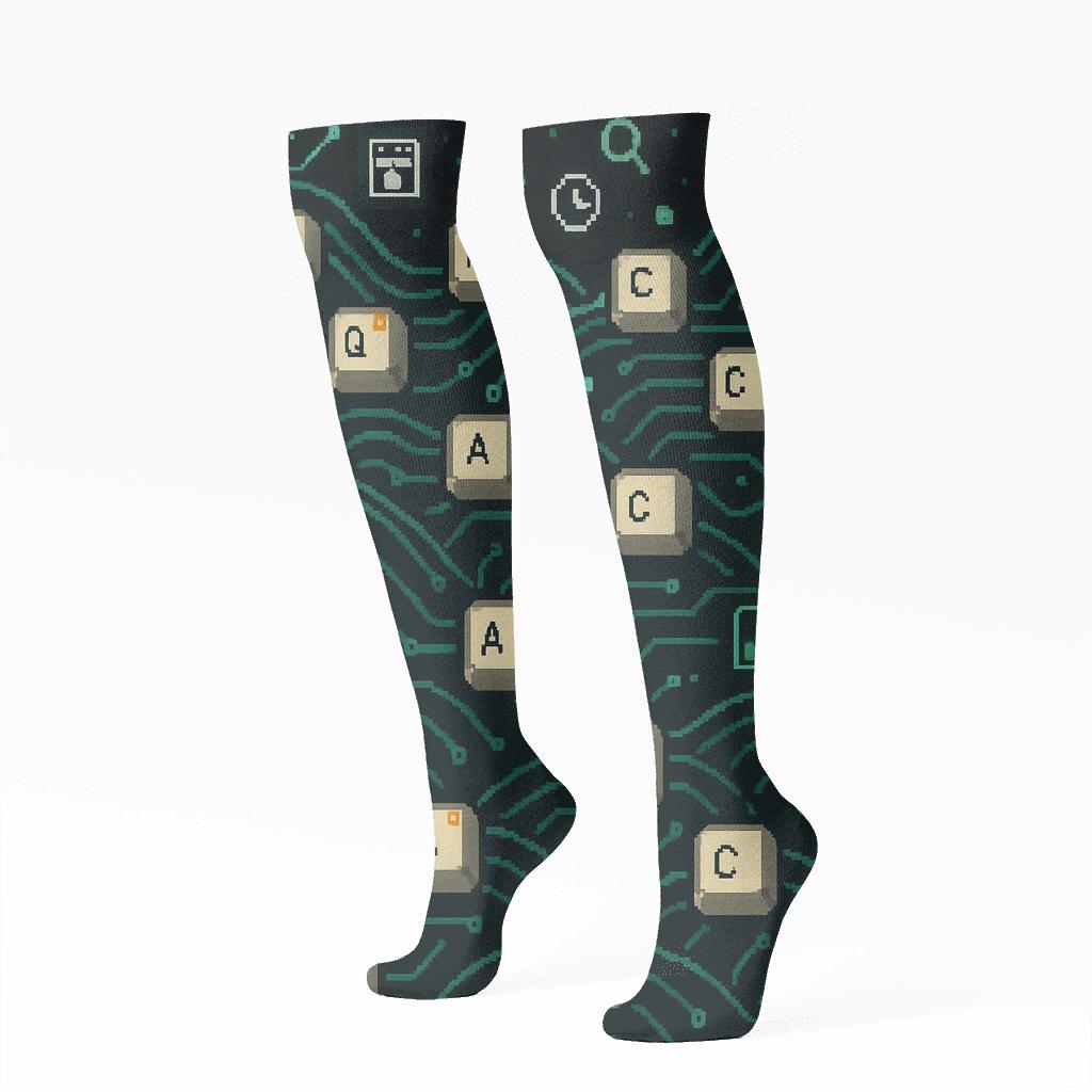 Circuit Landscape Wrap Software Developer Pattern personalized knee-high socks