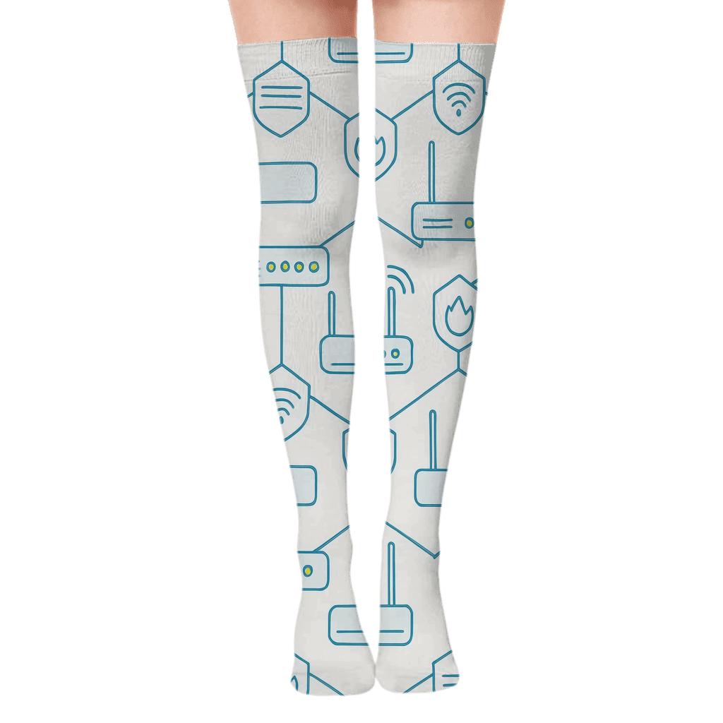 Network Administrator Switch And Router Lattice Blueprint comfortable cotton over-the-knee socks