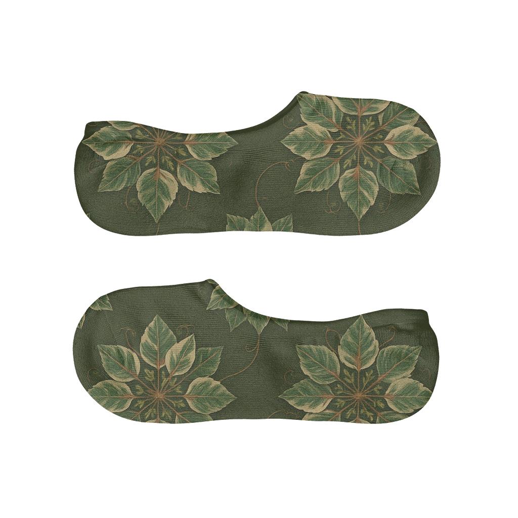 Variegated Ivy Medallions On Deep Olive trendy no-show sock styles
