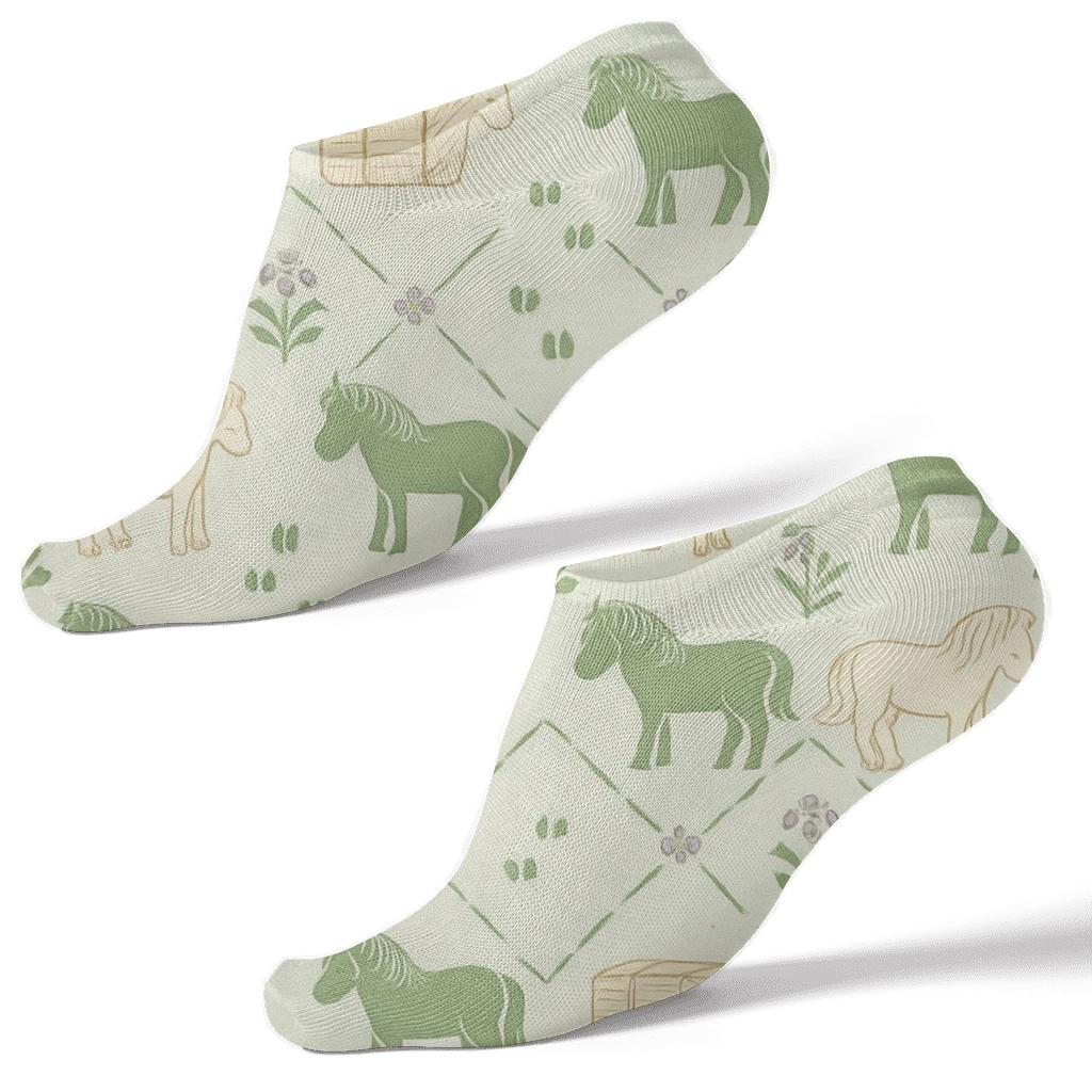 Pony Meadow Lattice Wildflower Tiles personalized ankle socks