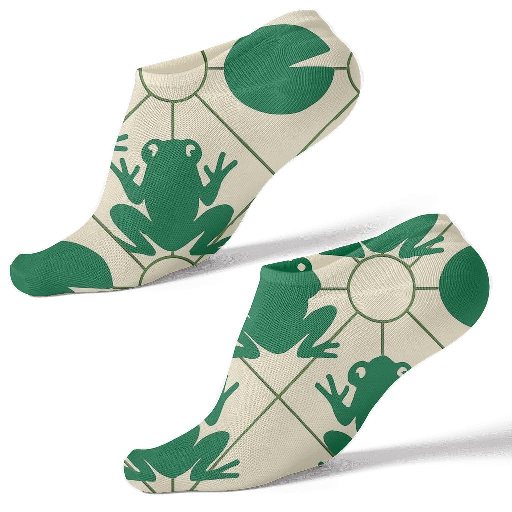 Lily Pad Lattice With Frog Silhouettes unique graphic ankle socks
