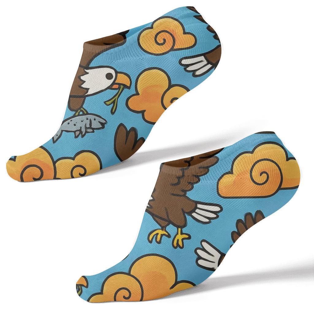 Sky Party Clouds With Playful Eagle Scatter soft everyday ankle socks