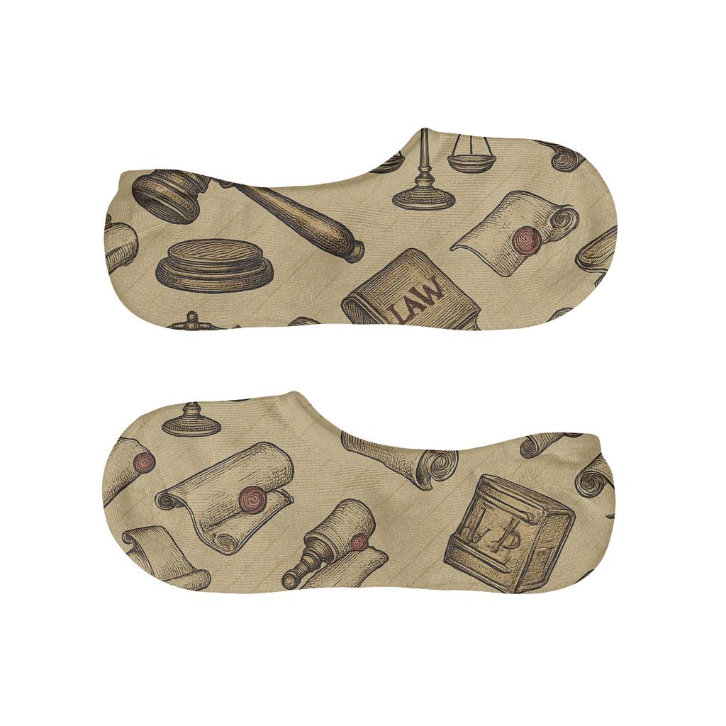 Vintage Court Ledger Pattern With Judge Motifs breathable seamless no-show sockscustom no-show socks