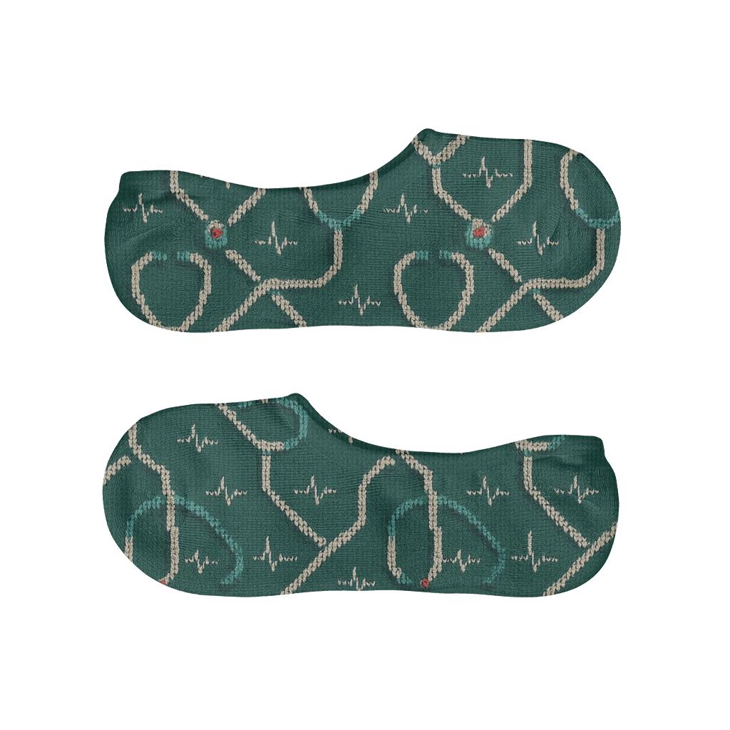 Doctor Stethoscope Lattice On Hospital Green trendy no-show sock styles
