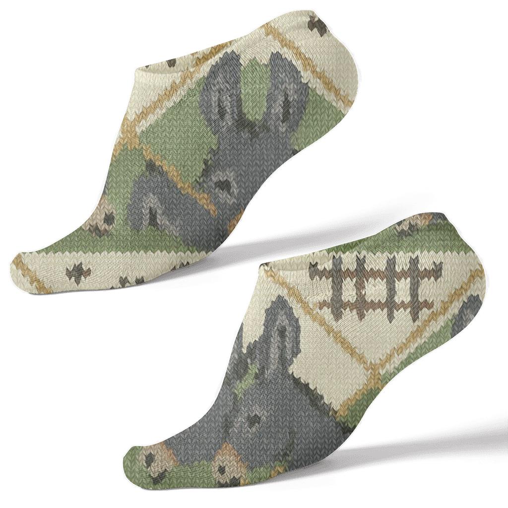 Mirrored Meadow Tiles With Donkey Foals custom ankle socks