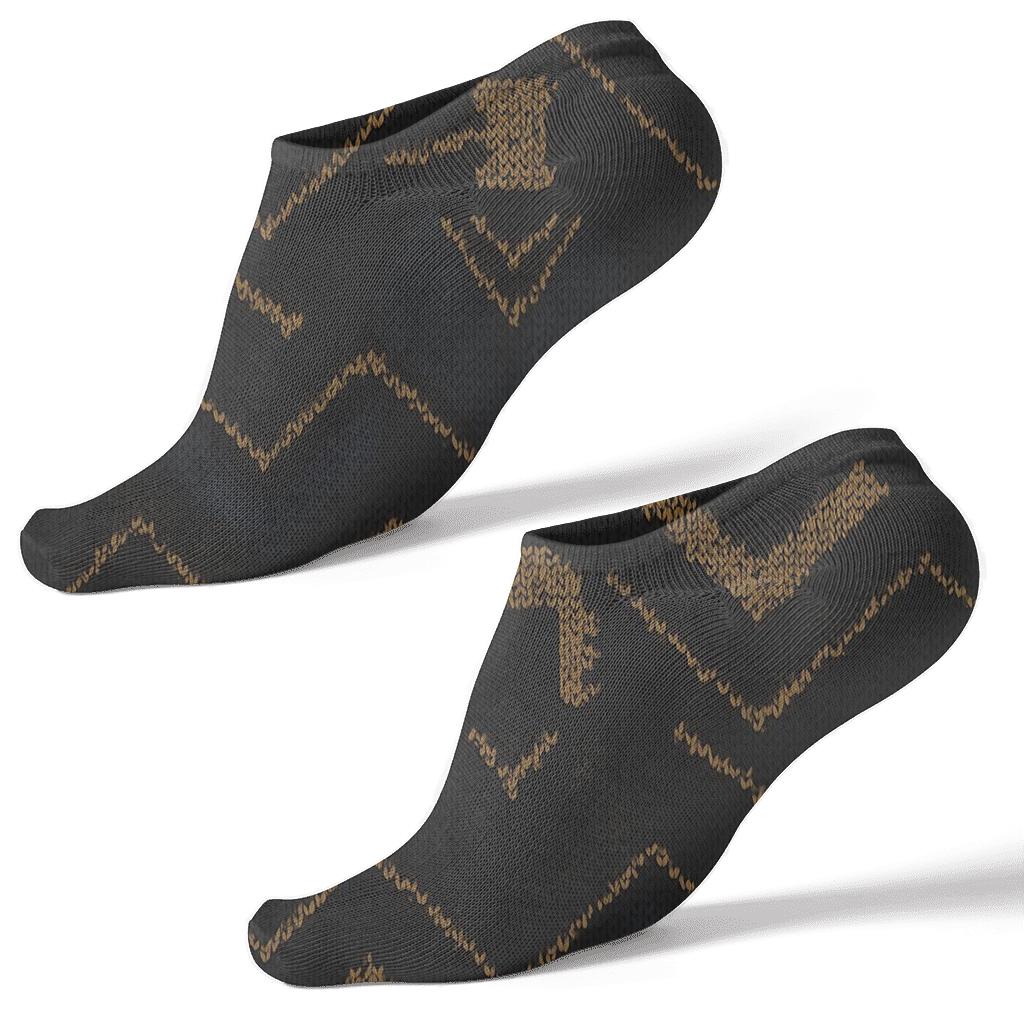 Charcoal Black Judge-Wig Chevron Tessellation comfortable cotton ankle socks